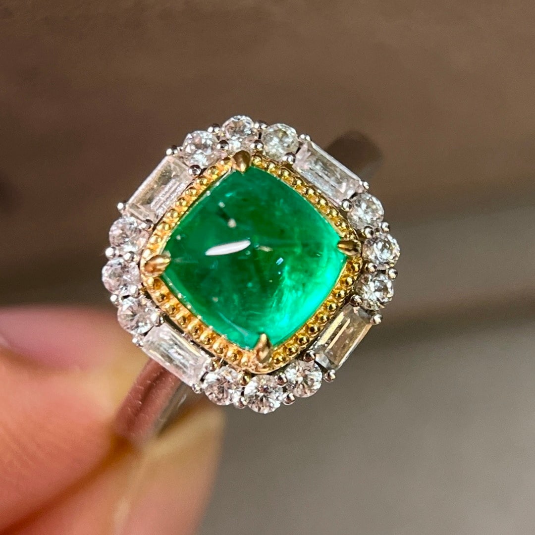 14k Gold 1.96 Ct Natural Emerald & Sapphire Ring - 5