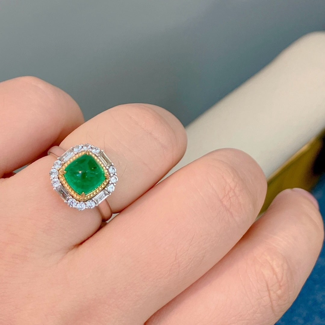 14k Gold 1.96 Ct Natural Emerald & Sapphire Ring - 6