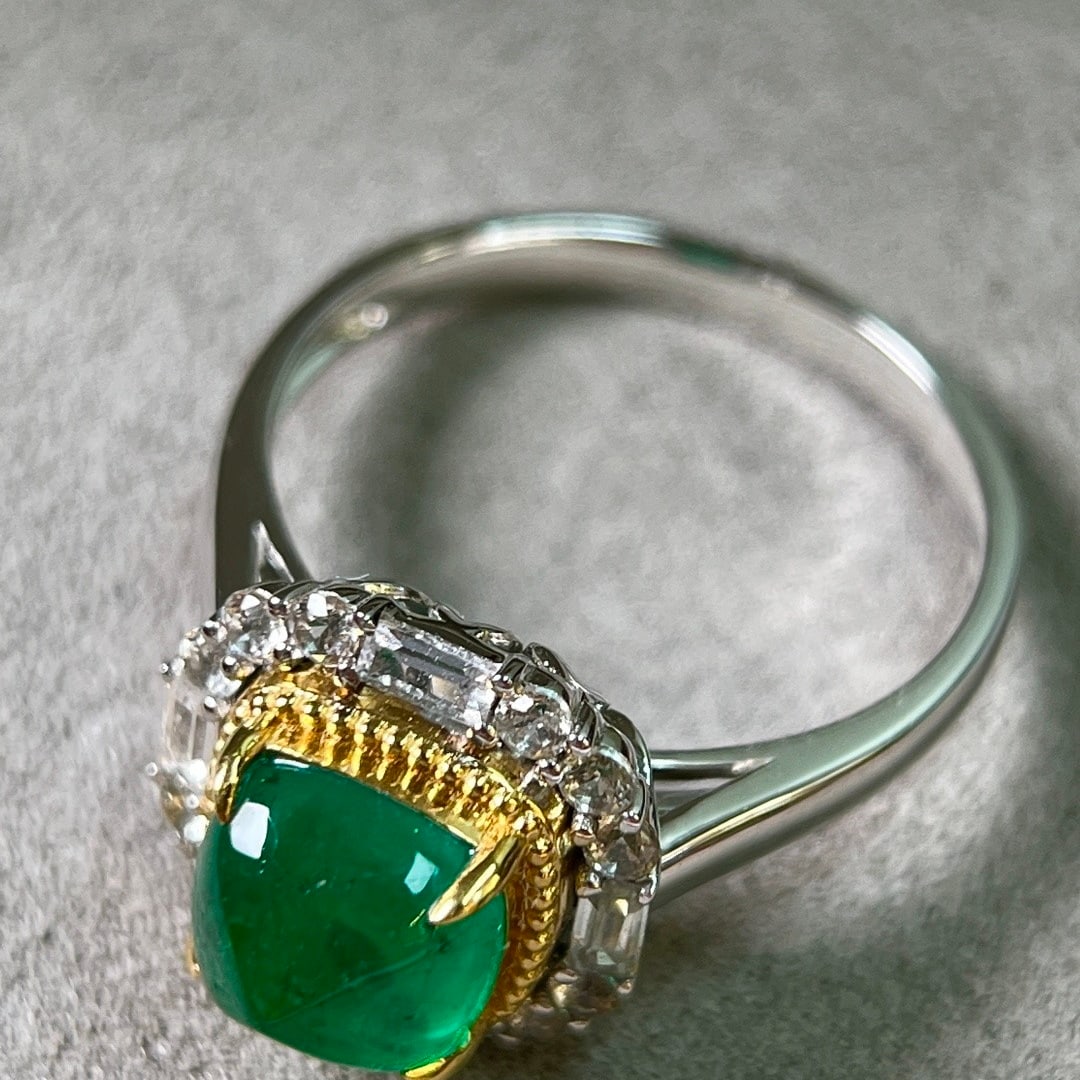 14k Gold 1.96 Ct Natural Emerald & Sapphire Ring - 7