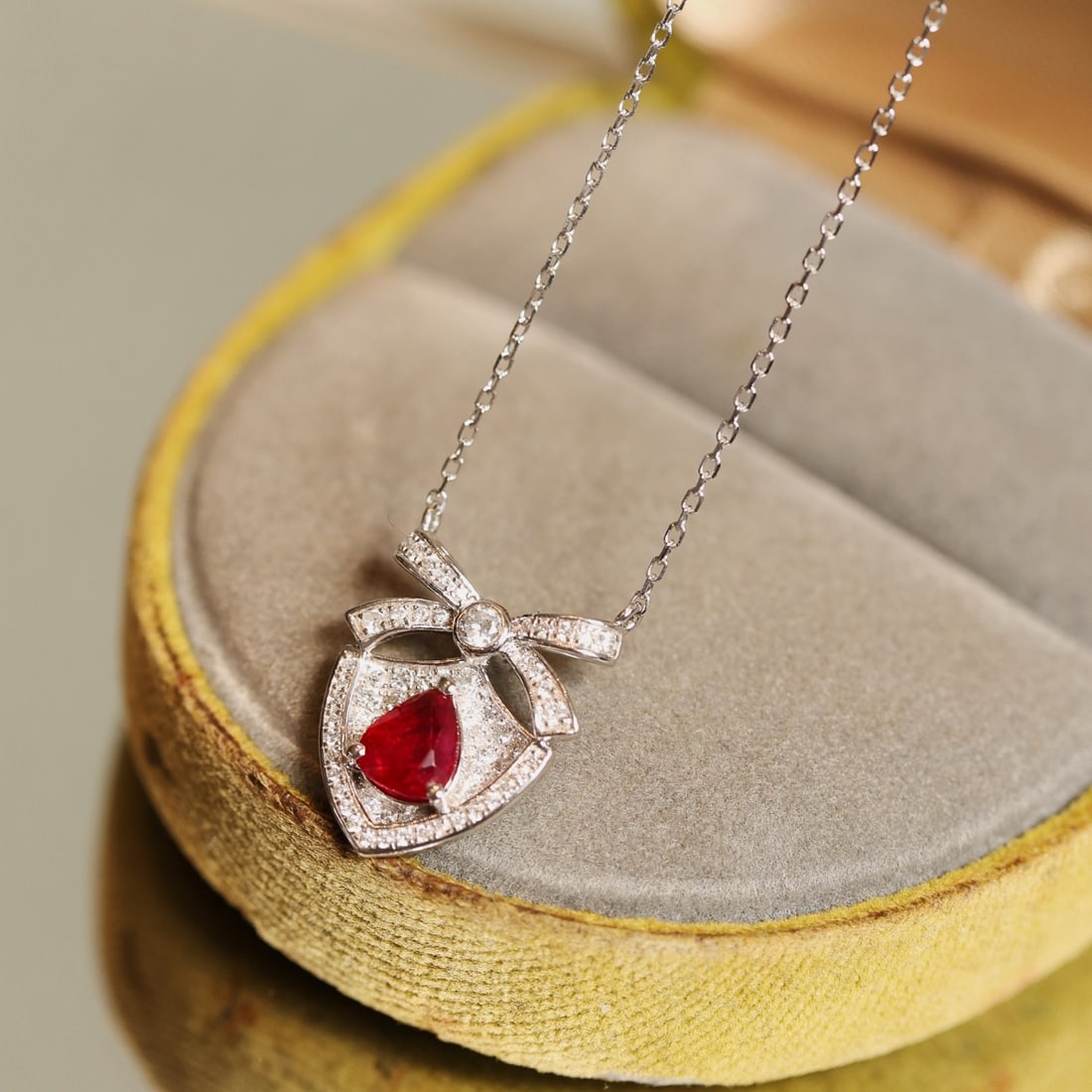 14k Gold 1.12 Ctw Natural Ruby & Diamond Necklace - 2