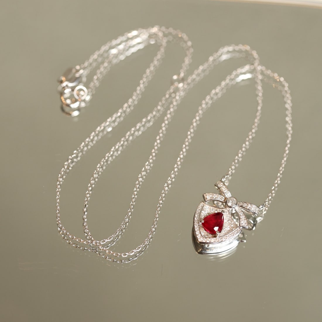 14k Gold 1.12 Ctw Natural Ruby & Diamond Necklace - 3