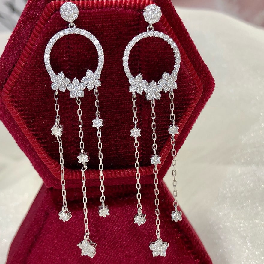14k Gold 1.1 Ct Natural H Diamond Earrings: Ref:231092381 // gold content:14k gold // main gemstone:diamond // shape:round // carat weight:1. 1ct // clarity grade:vs-si // color:h // treatment:natural // cut grade:g // Condition: New Low