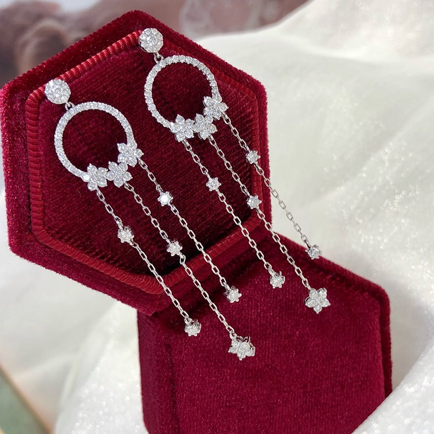 14k Gold 1.1 Ct Natural H Diamond Earrings - 3