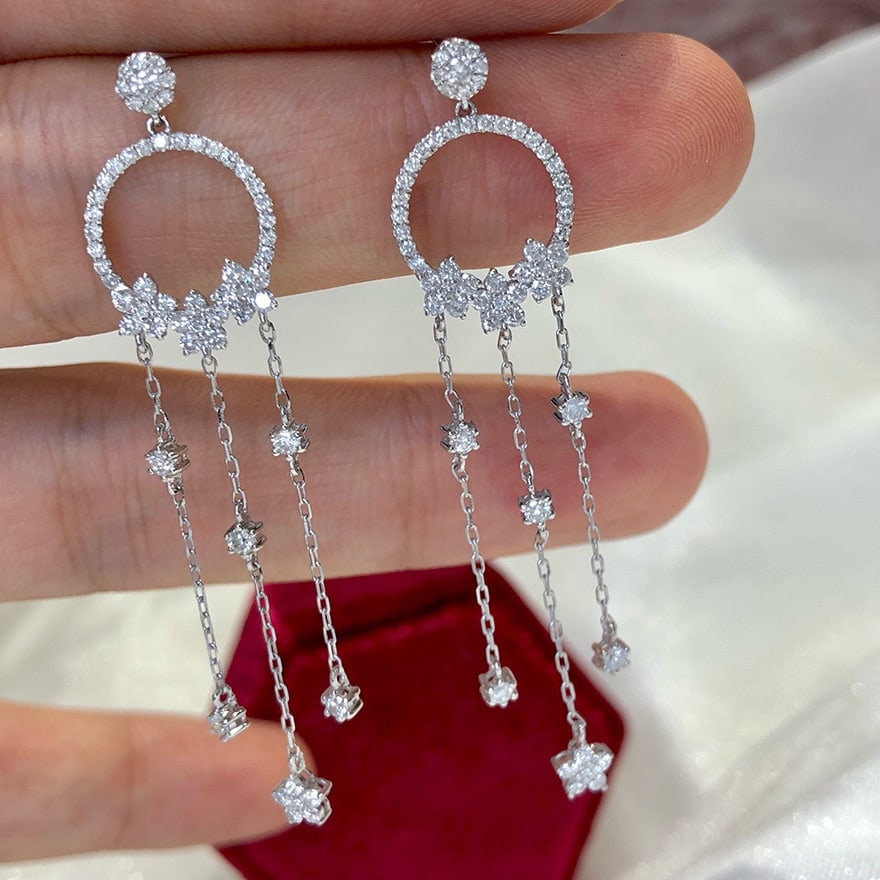 14k Gold 1.1 Ct Natural H Diamond Earrings - 8