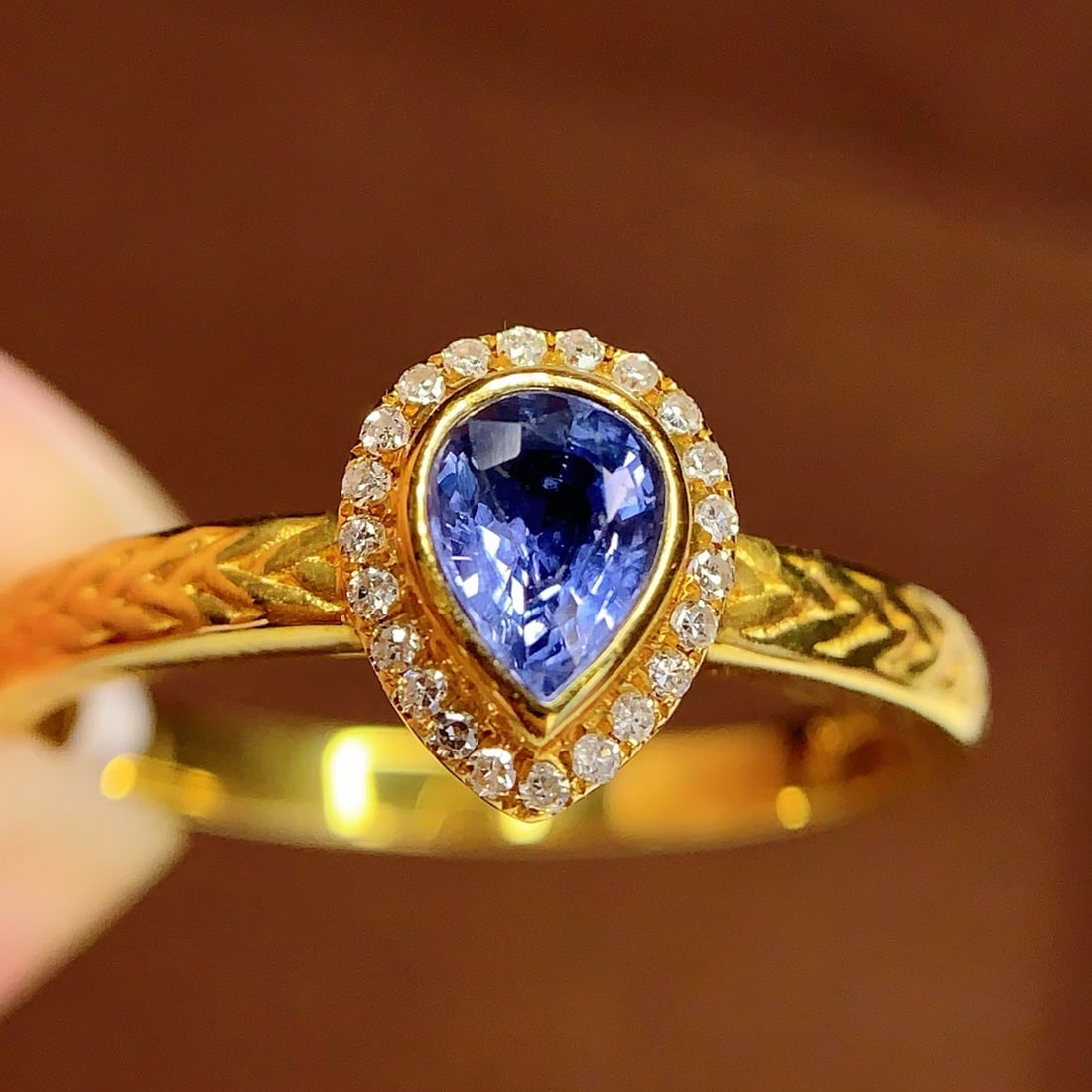 14k Gold 0.5 Ct Natural Sapphire & Diamond Ring - 3