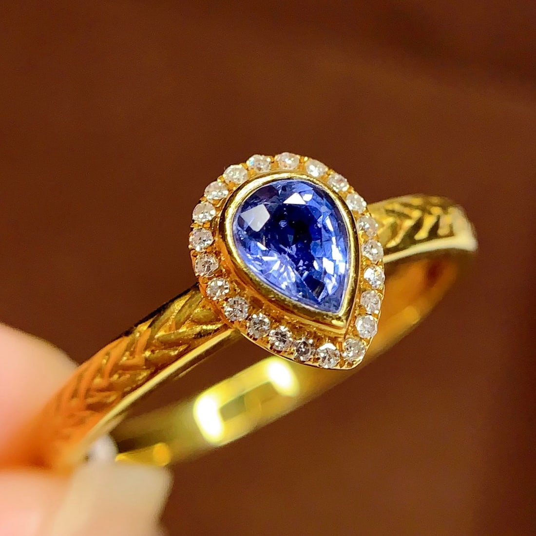14k Gold 0.5 Ct Natural Sapphire & Diamond Ring - 4