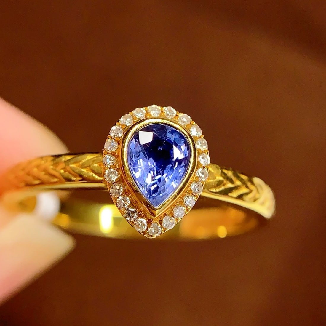 14k Gold 0.5 Ct Natural Sapphire & Diamond Ring - 5