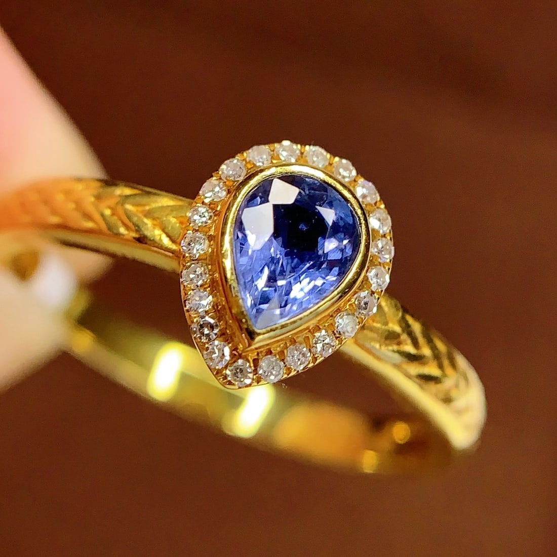14k Gold 0.5 Ct Natural Sapphire & Diamond Ring - 7