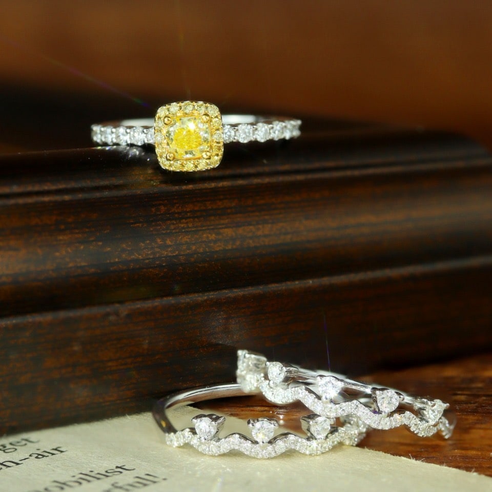 14k Gold 1.14 Ctw Natural Yellow Diamond & Diamond Ring - 3