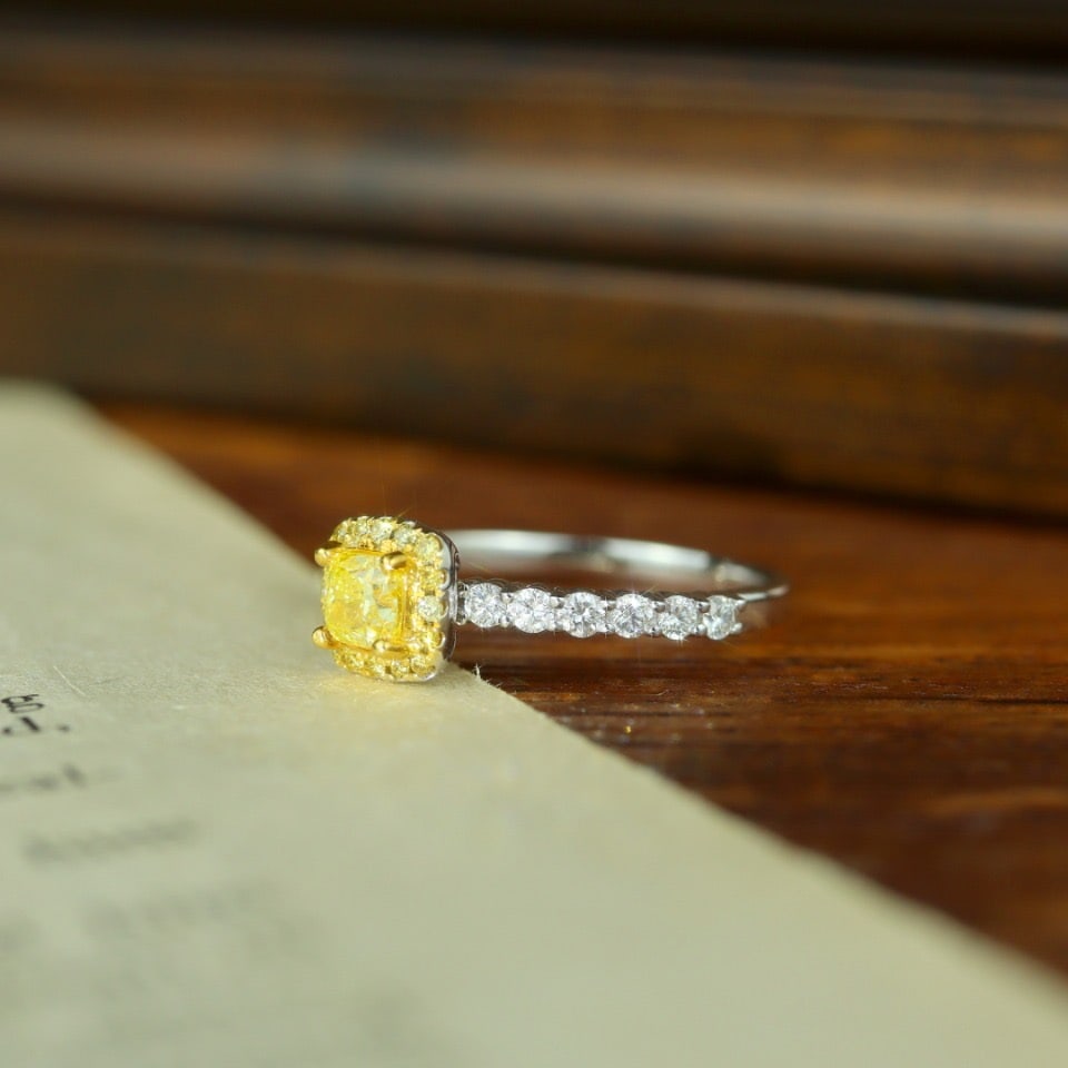 14k Gold 1.14 Ctw Natural Yellow Diamond & Diamond Ring - 6