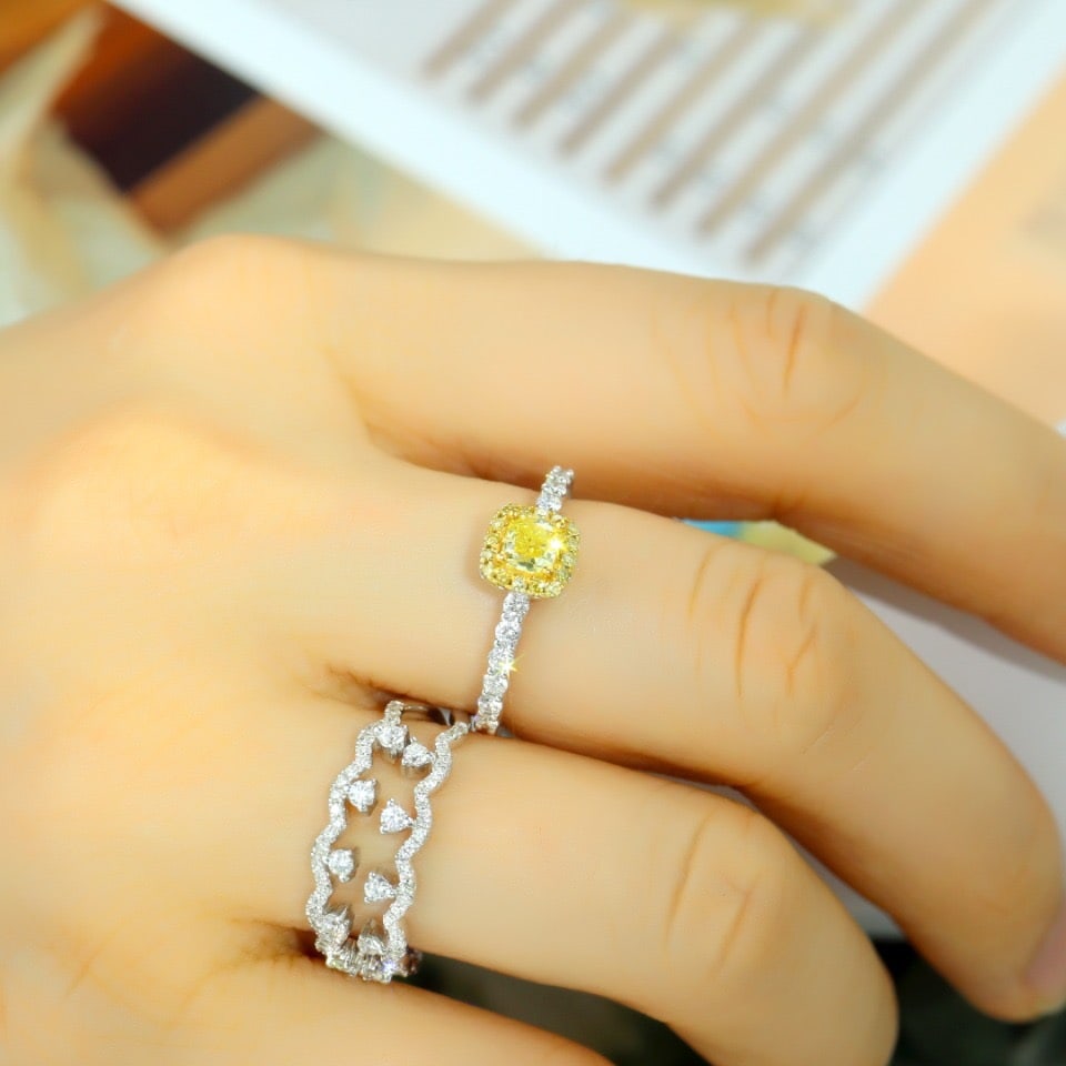 14k Gold 1.14 Ctw Natural Yellow Diamond & Diamond Ring - 8