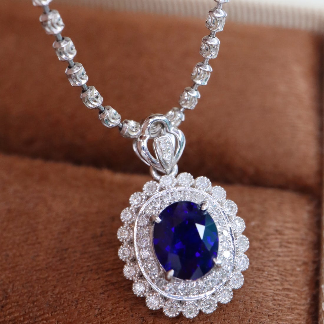 14k Gold 1.27 Ctw Natural Sapphire & Diamond Pendant( Without Chain ) - 2