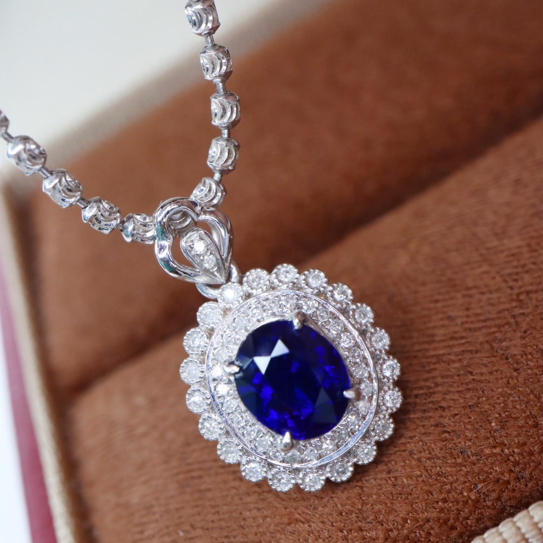 14k Gold 1.27 Ctw Natural Sapphire & Diamond Pendant( Without Chain ) - 3