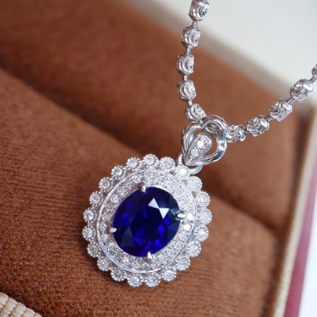 14k Gold 1.27 Ctw Natural Sapphire & Diamond Pendant( Without Chain ) - 6