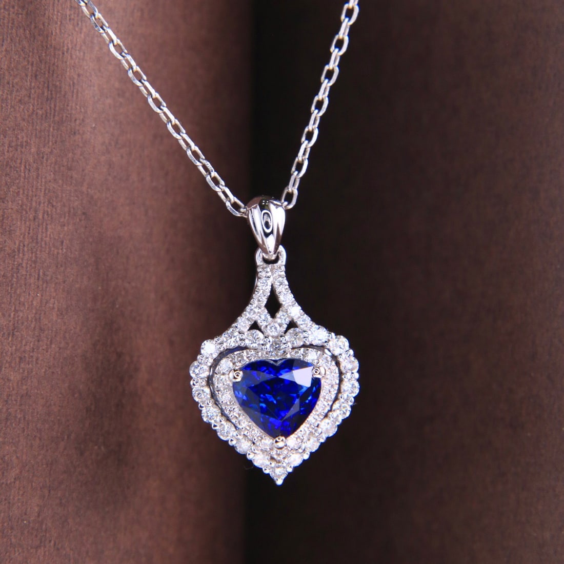 14k Gold 1.40 Ctw Natural Sapphire & Diamond Necklace - 5