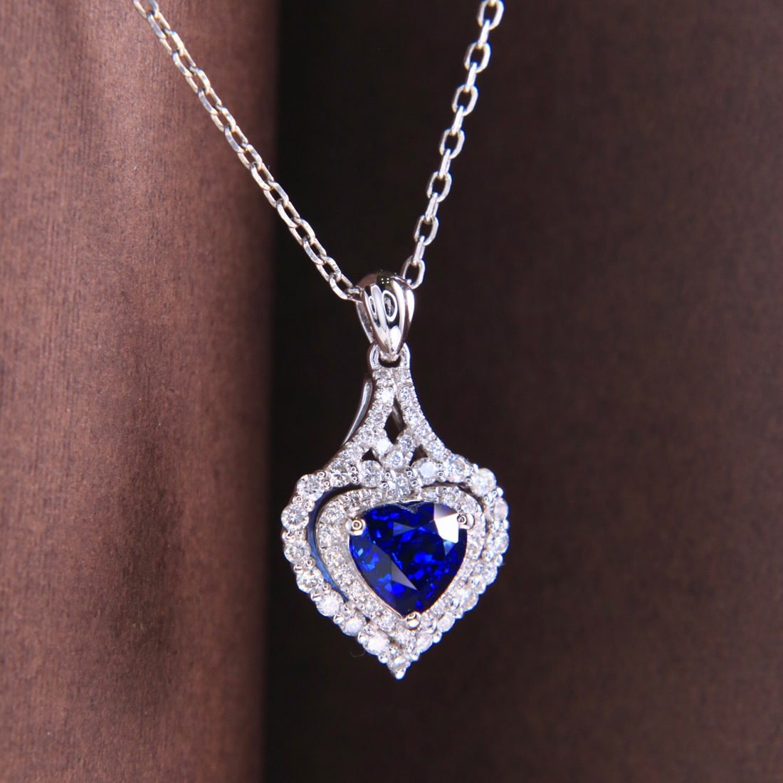 14k Gold 1.40 Ctw Natural Sapphire & Diamond Necklace - 6