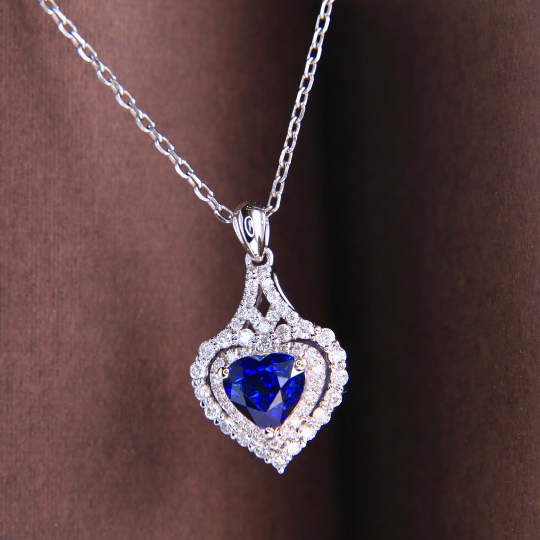 14k Gold 1.40 Ctw Natural Sapphire & Diamond Necklace - 7