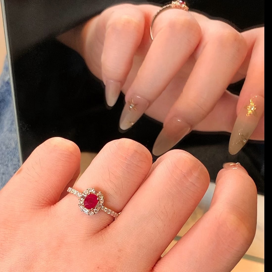14k Gold 0.95 Ctw Natural Ruby & Diamond Ring - 4
