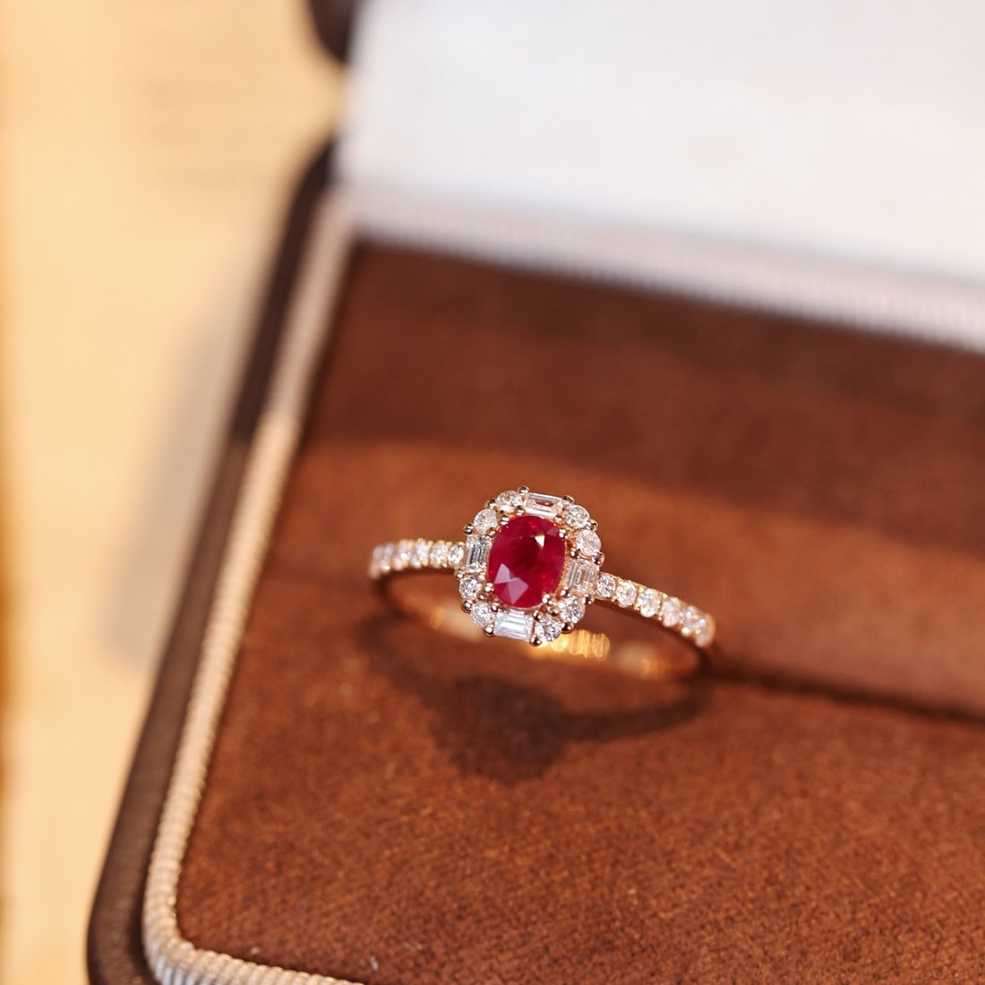 14k Gold 0.95 Ctw Natural Ruby & Diamond Ring - 7