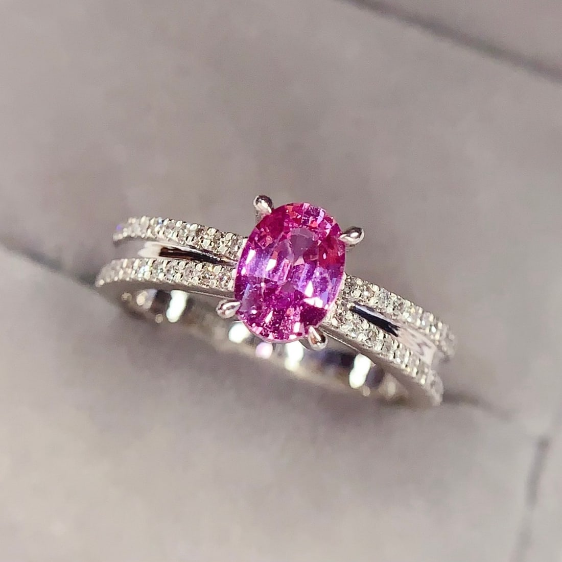 14k Gold 1.01 Ct Natural Sapphire & Diamond Ring - 4