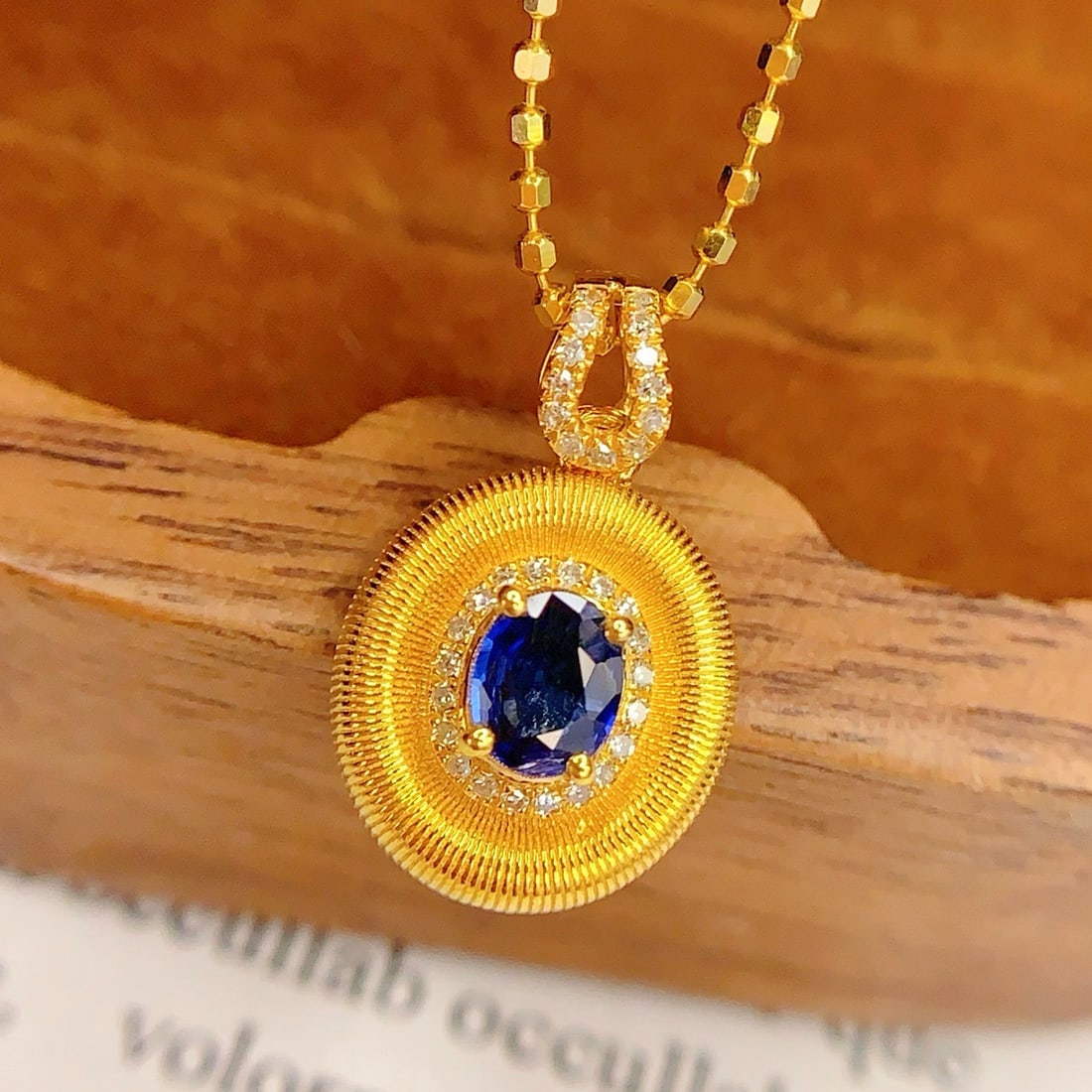 14k Gold 0.45 Ct Natural Sapphire & Diamond Pendant( Without Chain ) - 4