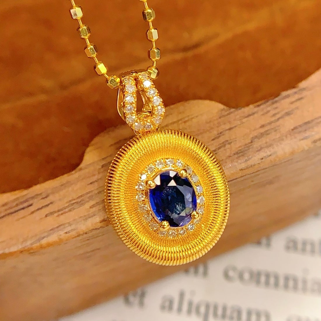 14k Gold 0.45 Ct Natural Sapphire & Diamond Pendant( Without Chain ) - 5