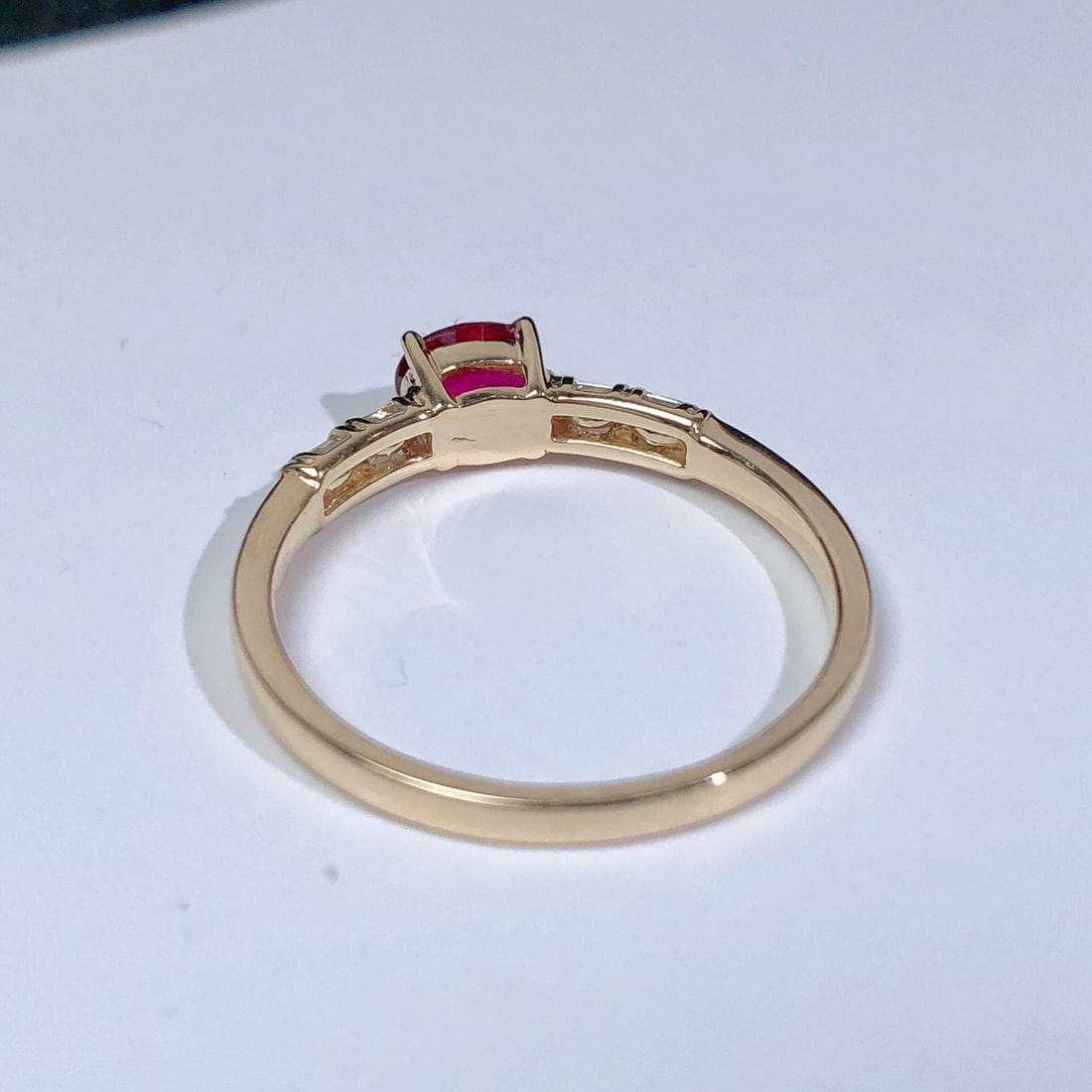 14k Gold 0.66 Ctw Natural Ruby & Diamond Ring - 7