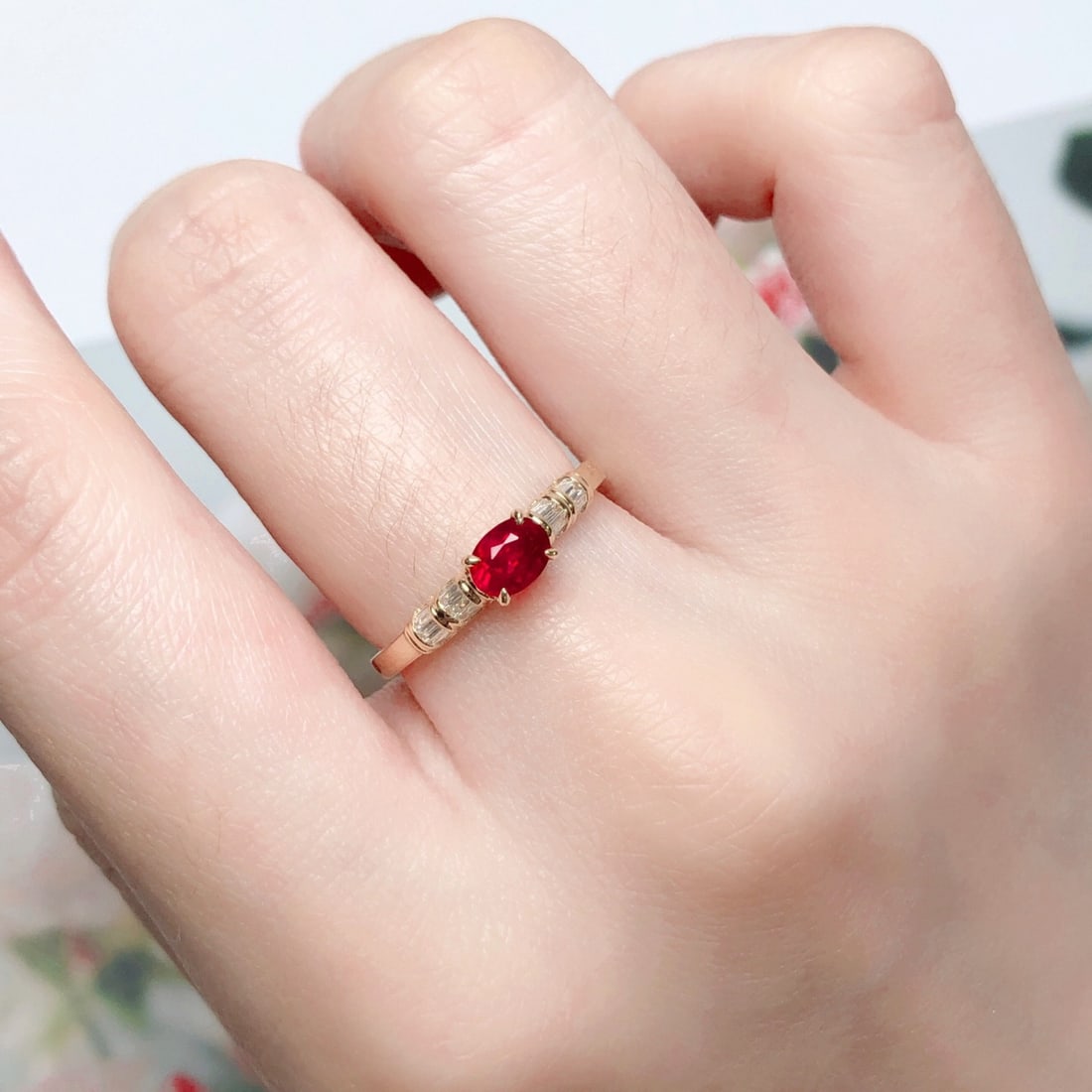 14k Gold 0.66 Ctw Natural Ruby & Diamond Ring - 8