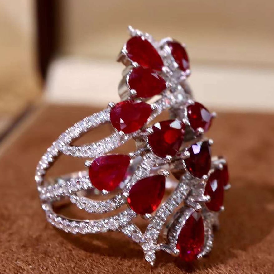 14k Gold 4.36 Ctw Natural Ruby & Diamond Ring - 2