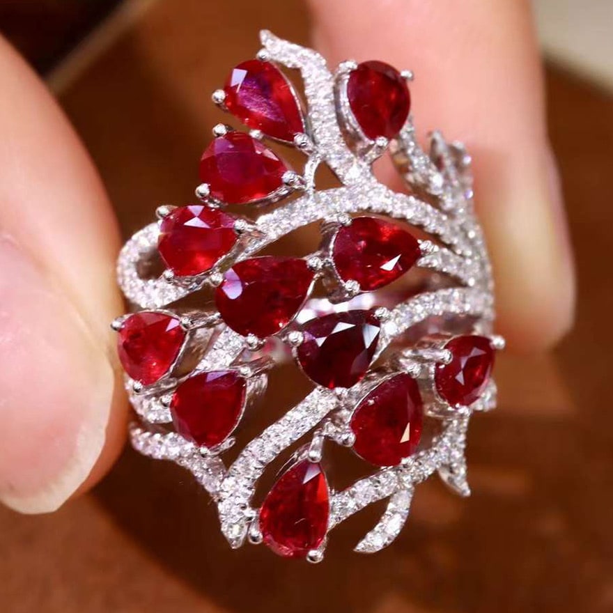 14k Gold 4.36 Ctw Natural Ruby & Diamond Ring - 4