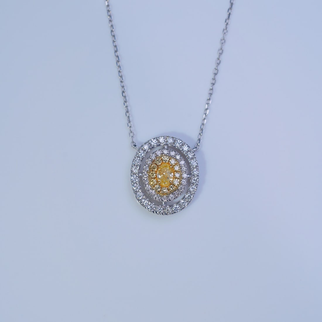 14k Gold 0.50 Ctw Natural Yellow Diamond & Diamond Necklace - 2