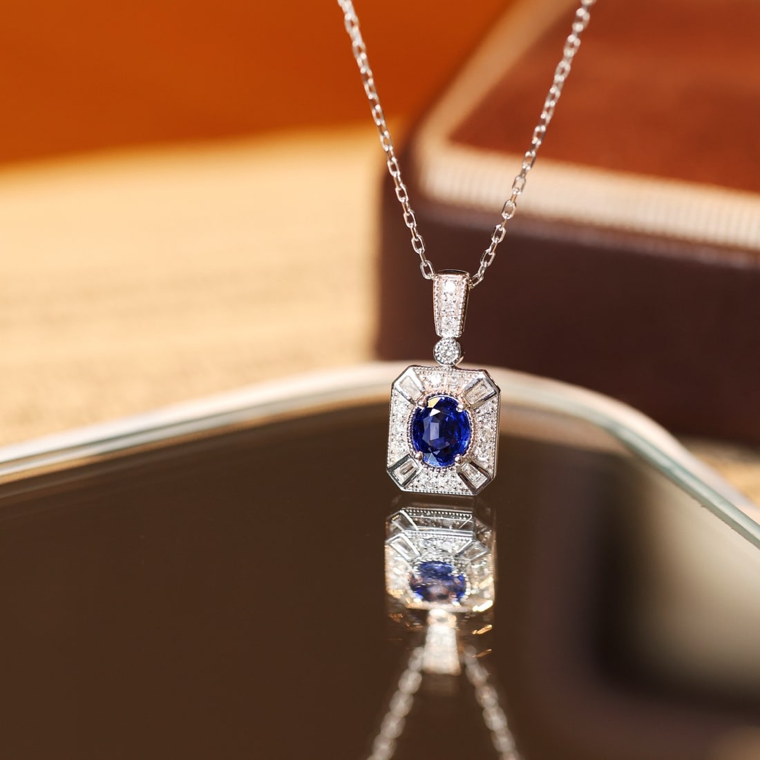 14k Gold 0.75 Ctw Natural Sapphire & Diamond Pendant( Without Chain ): Ref:231092402 // gold content:14k gold // main gemstone:sapphire // shape:oval // carat weight:0. 6ct // color:blue // treatment:natural // // adjacent gemstone 2 : diamond // shape:round // carat