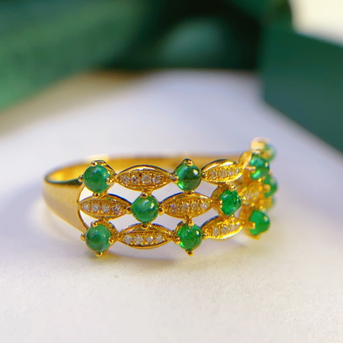 14k Gold 1.00 Ct Natural Emerald & Diamond Ring - 4