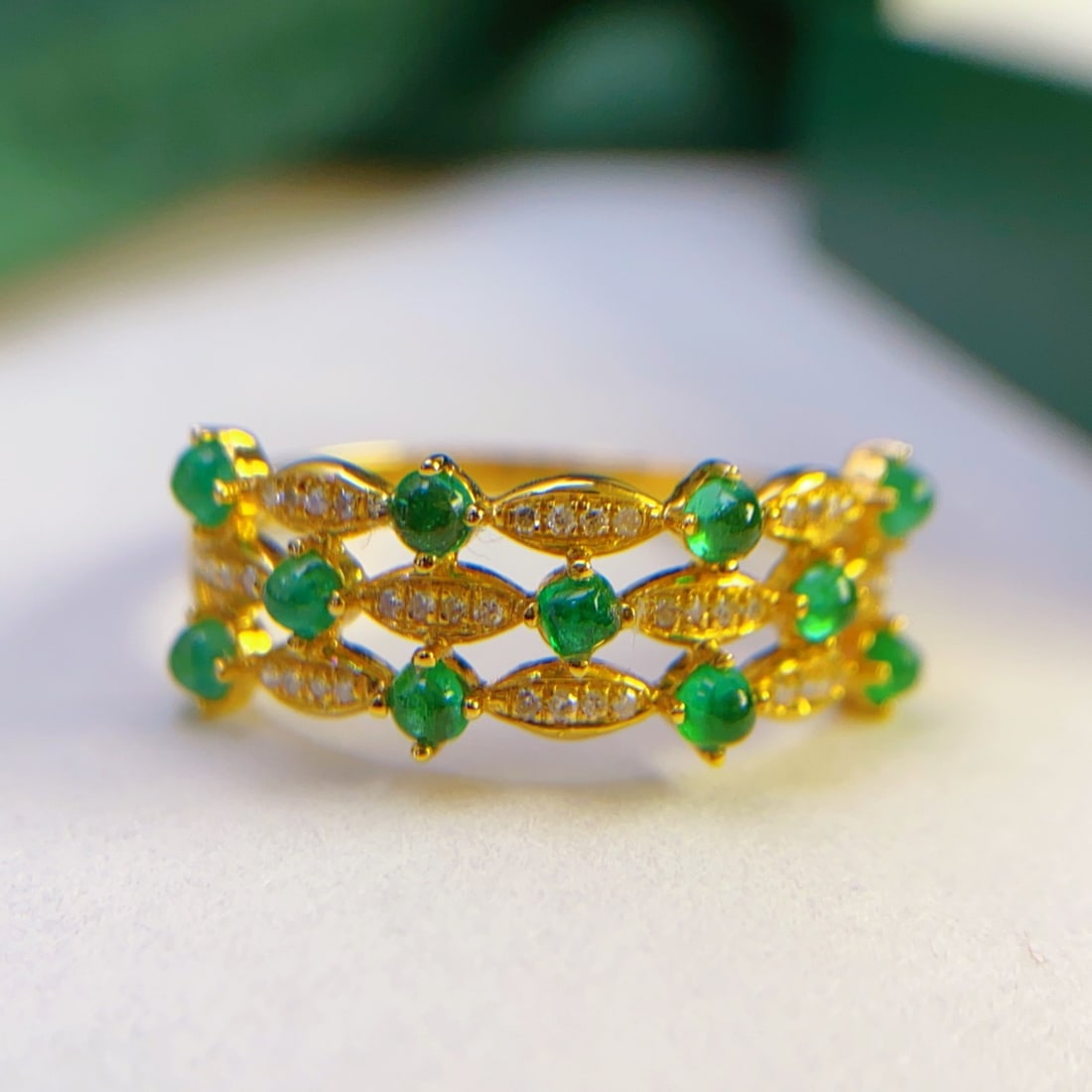14k Gold 1.00 Ct Natural Emerald & Diamond Ring - 5