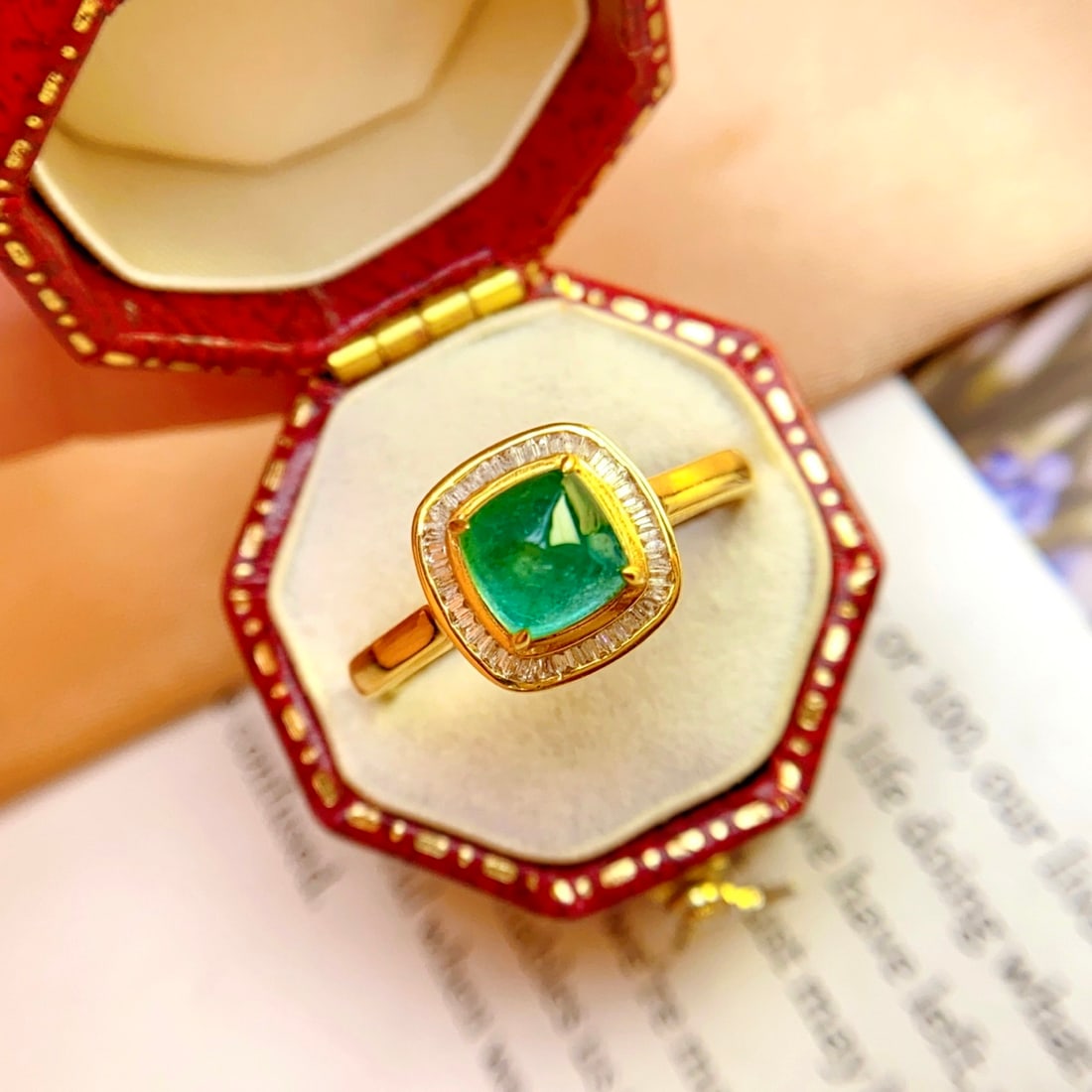 14k Gold 1.55 Ct Natural Emerald & Sapphire Ring - 2