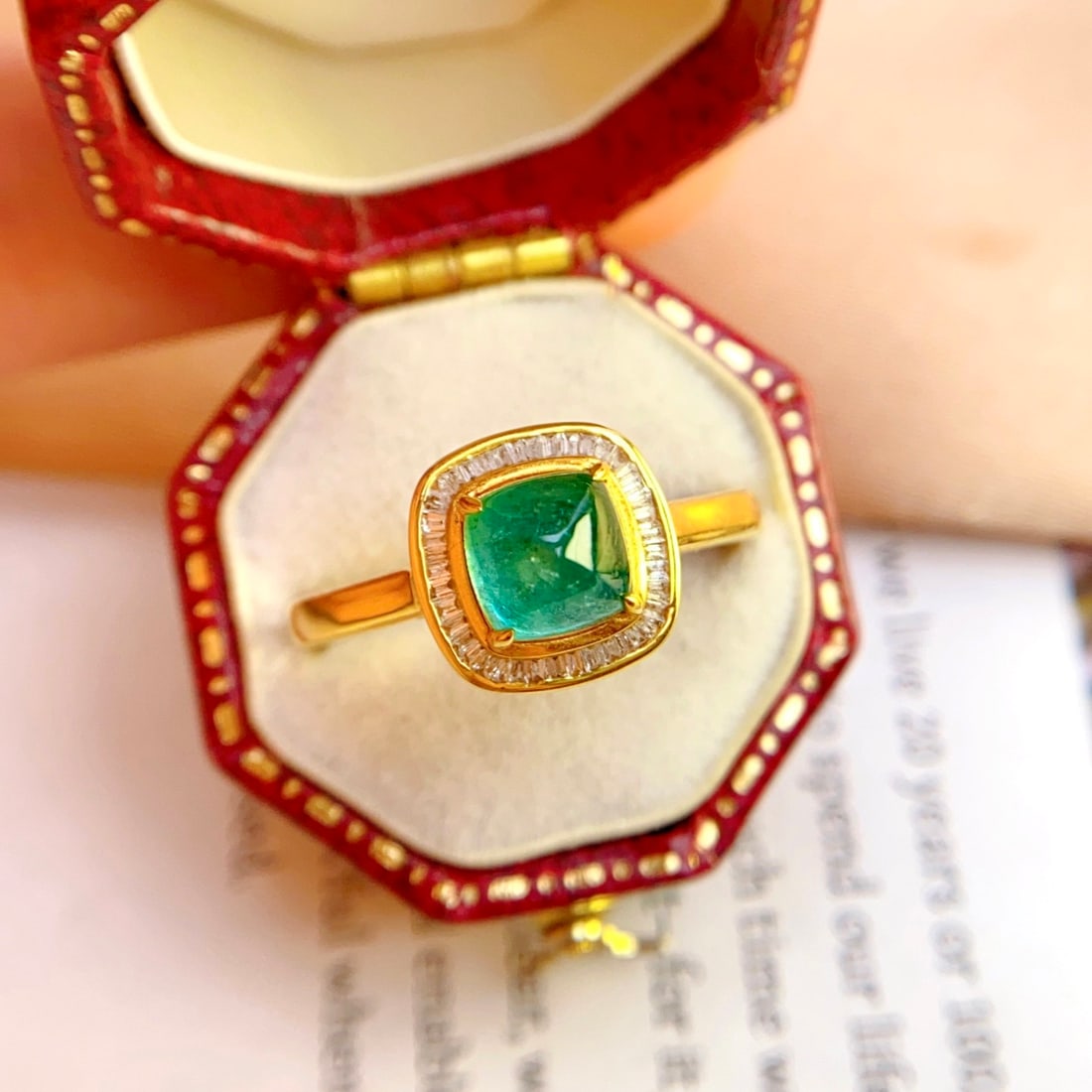 14k Gold 1.55 Ct Natural Emerald & Sapphire Ring - 3