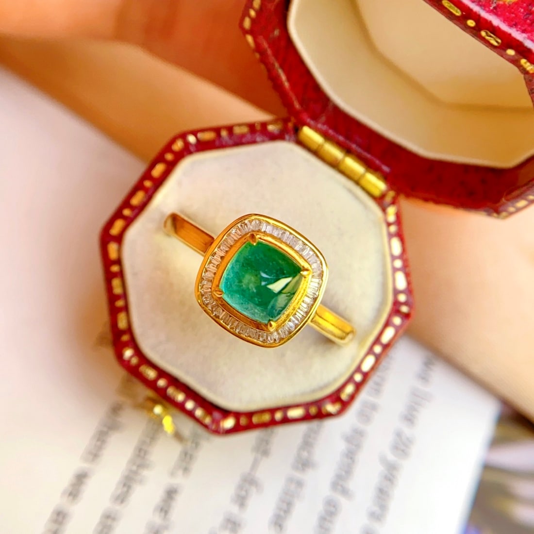 14k Gold 1.55 Ct Natural Emerald & Sapphire Ring - 4