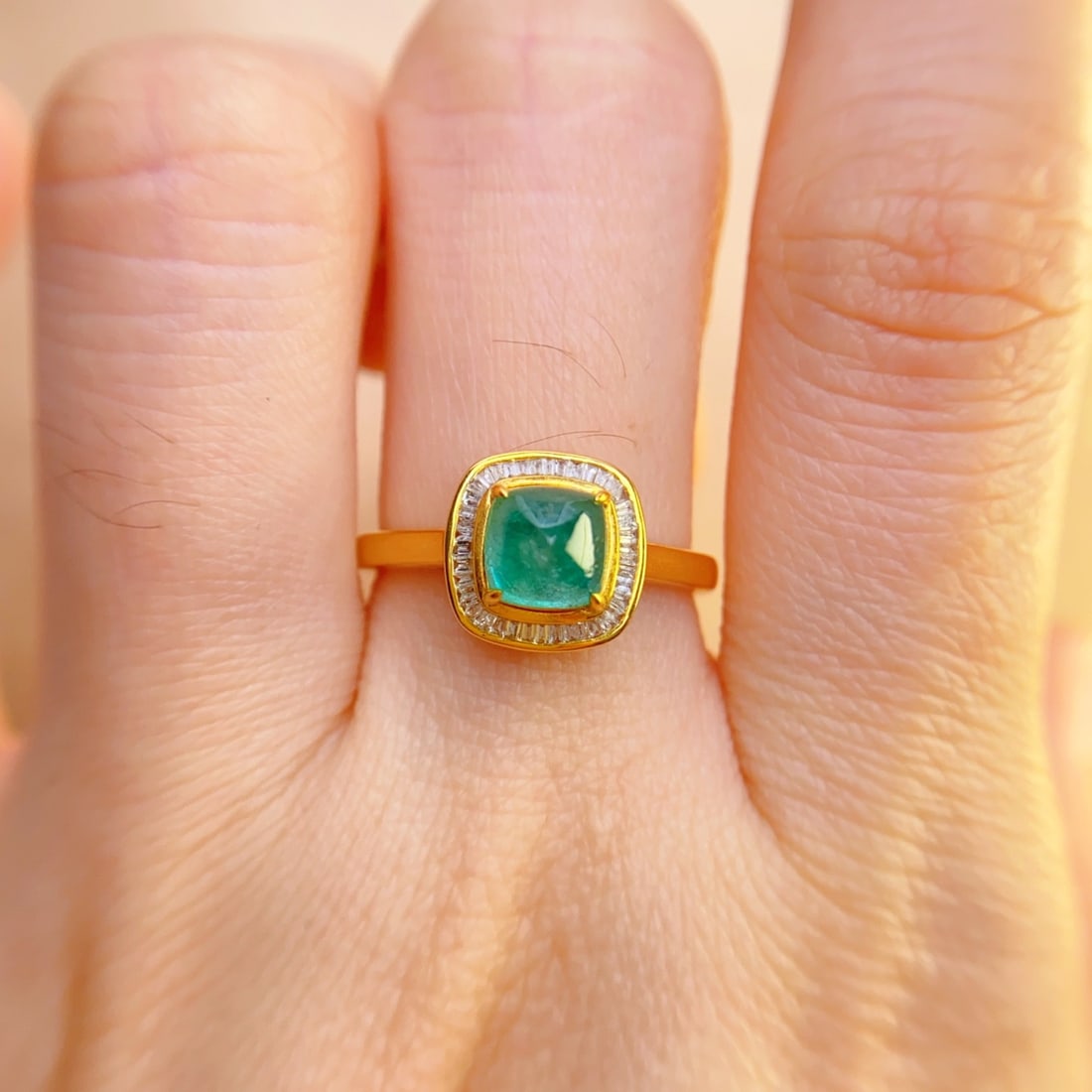 14k Gold 1.55 Ct Natural Emerald & Sapphire Ring - 6