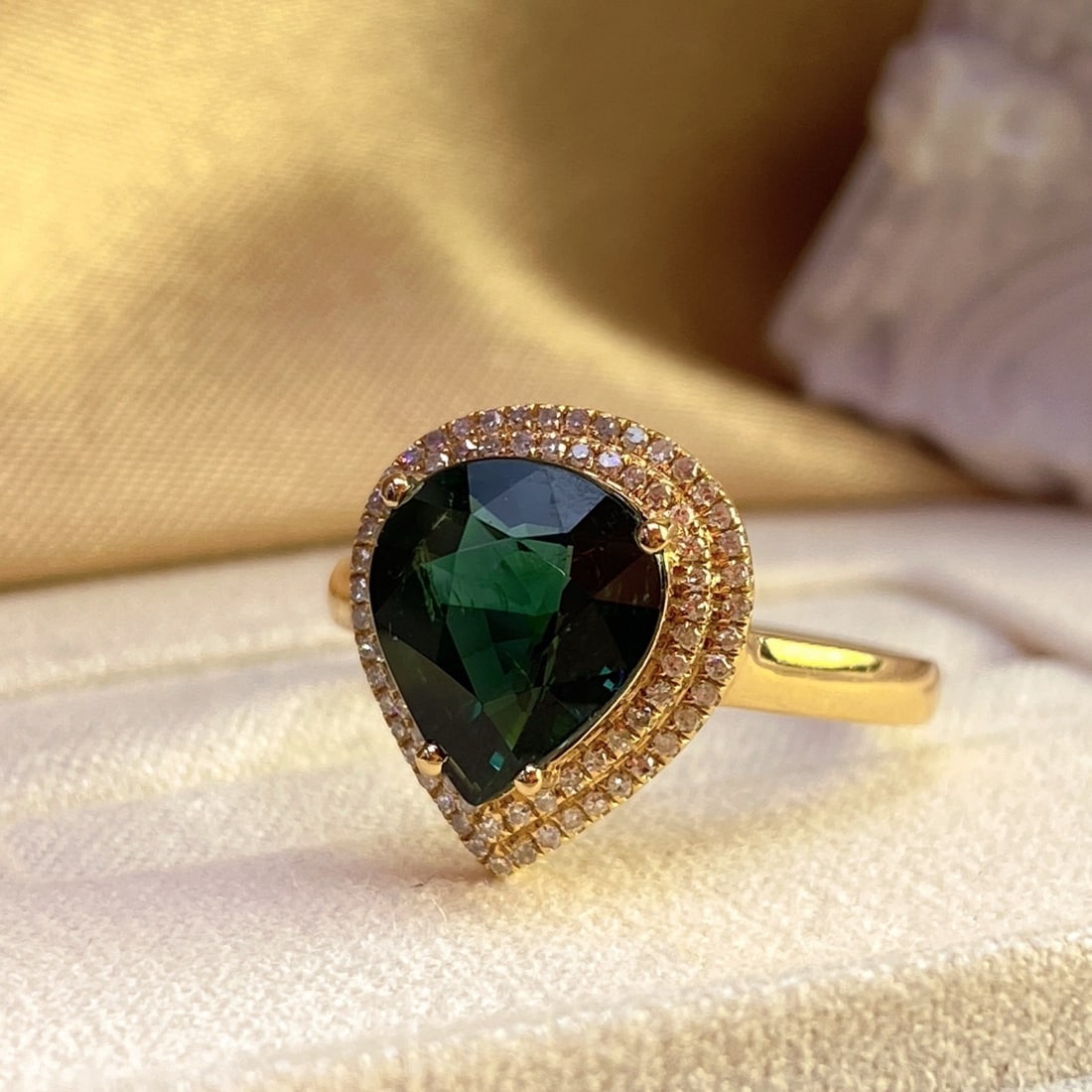 14k Gold 2.42 Ct Natural Tourmaline & Diamond Ring - 2