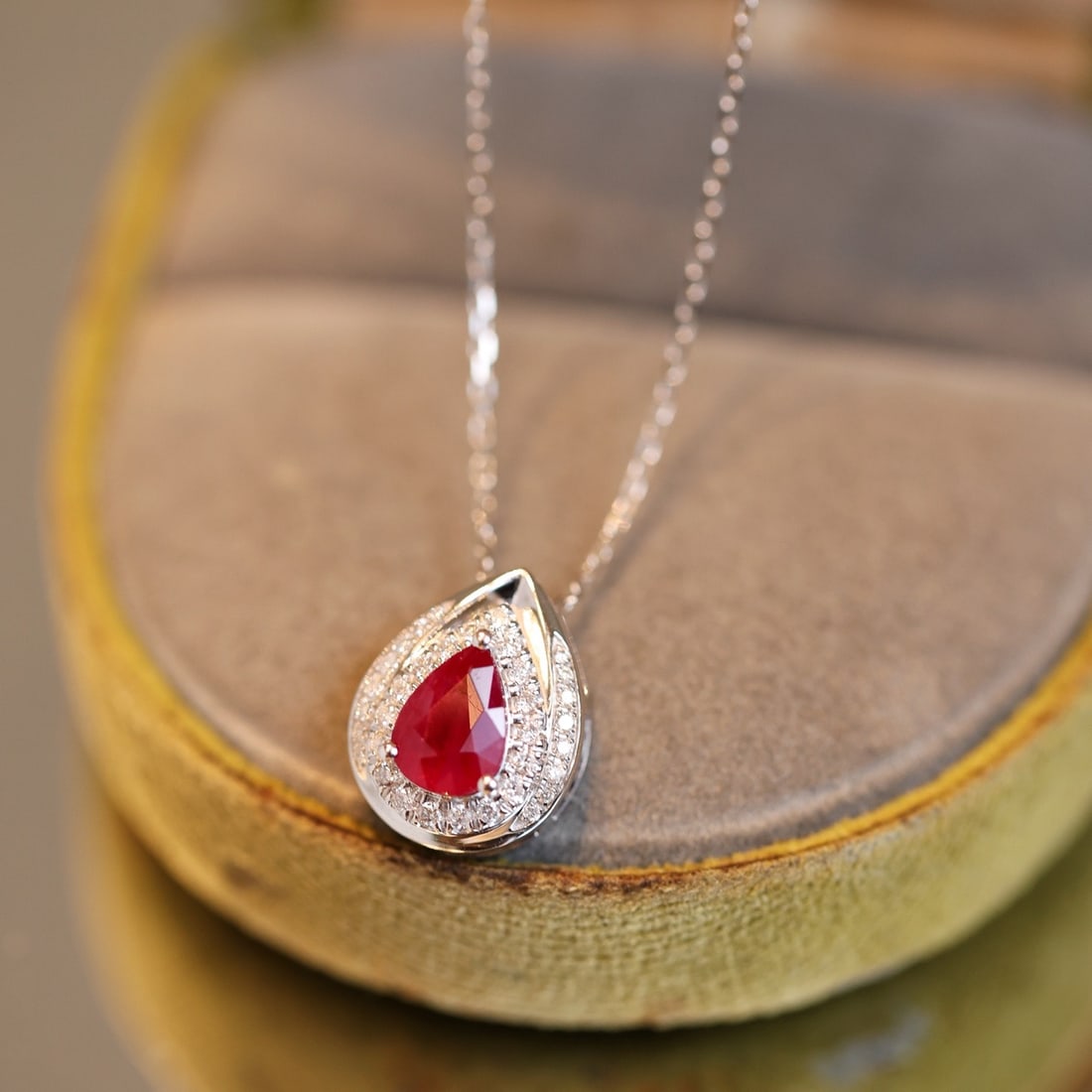 14k Gold 1.31 Ctw Natural Ruby & Diamond Pendant( Without Chain ) - 2