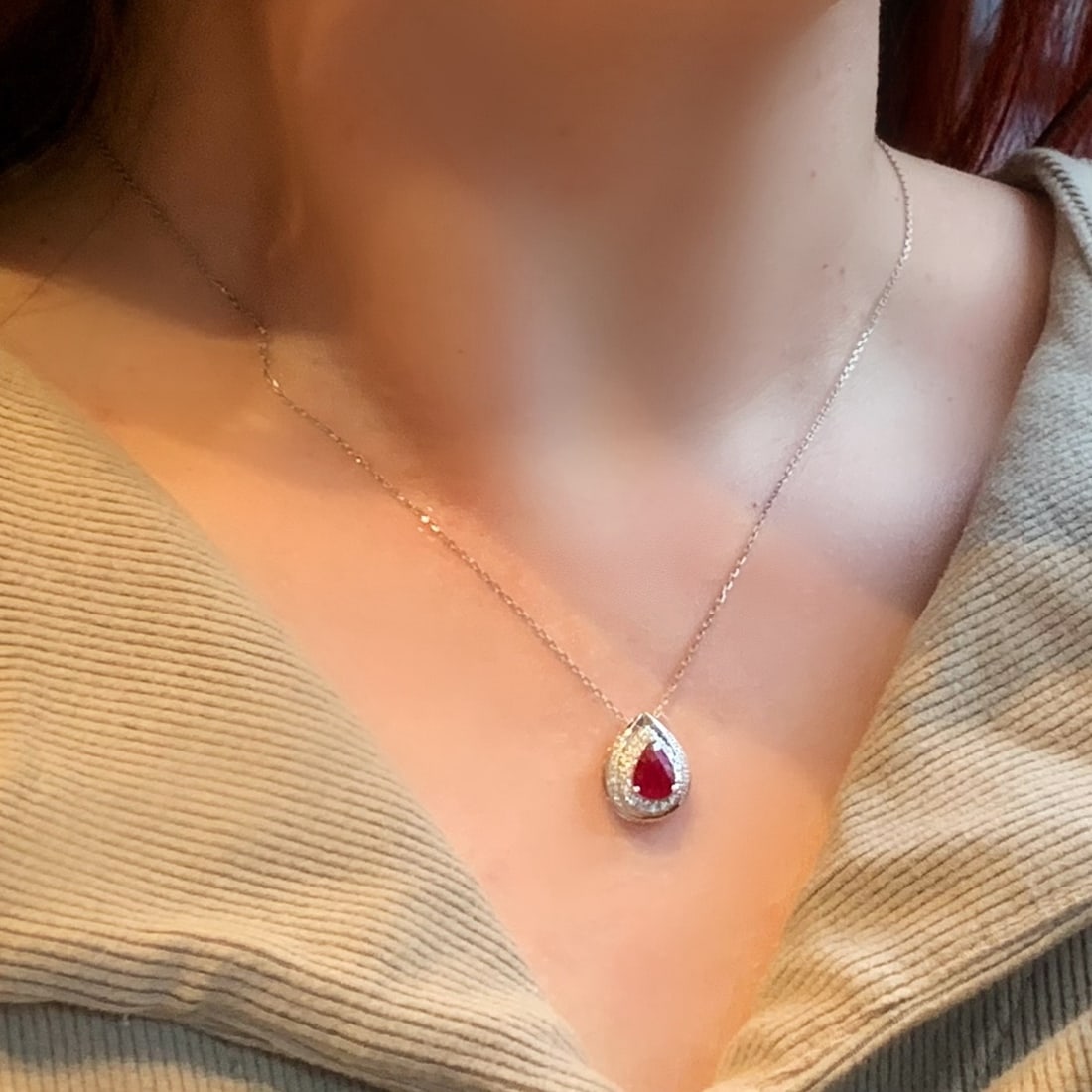 14k Gold 1.31 Ctw Natural Ruby & Diamond Pendant( Without Chain ) - 4