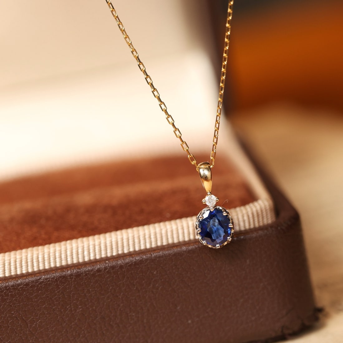 14k Gold 0.59 Ctw Natural Sapphire & Diamond Necklace - 2