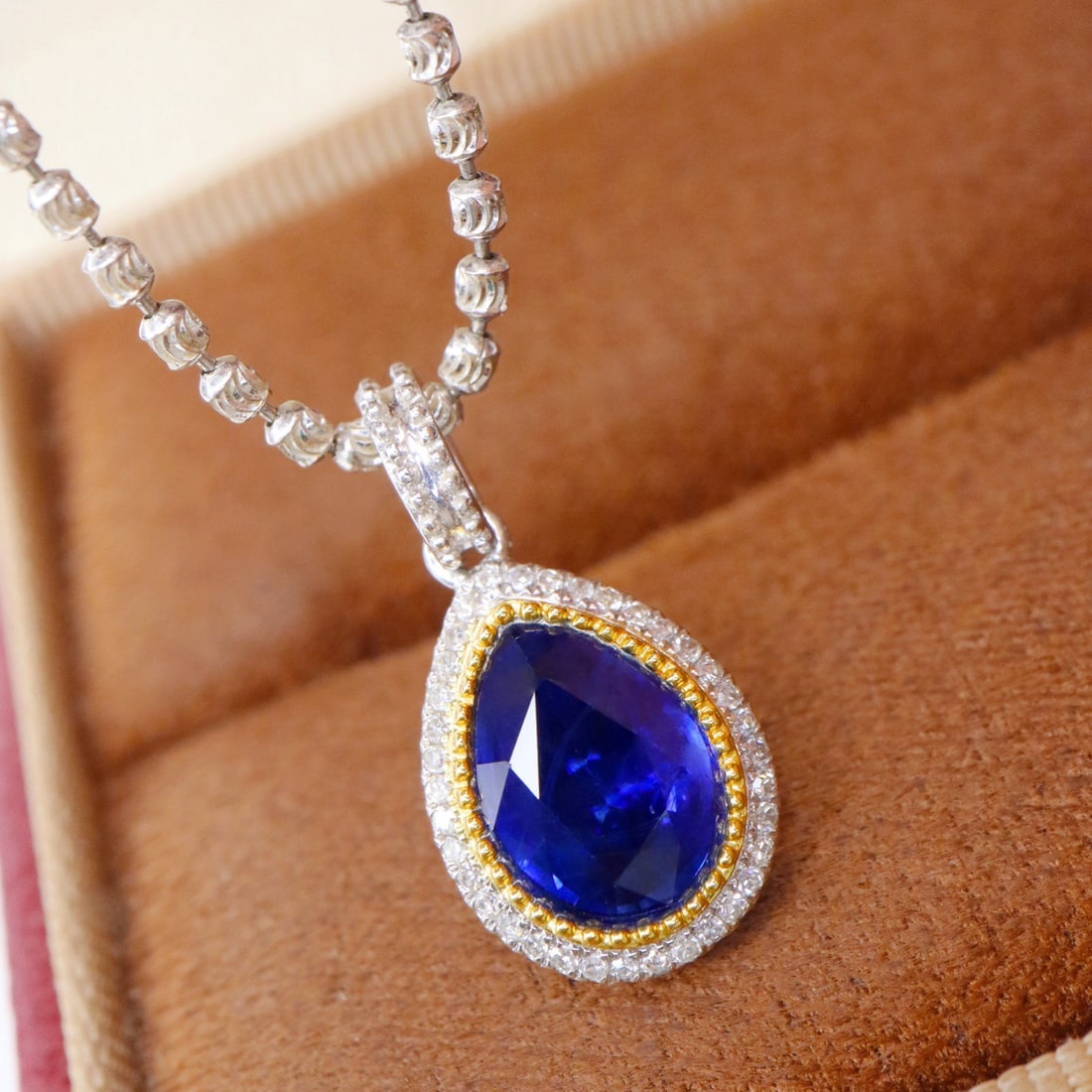 14k Gold 1.63 Ctw Natural Sapphire & Diamond Pendant( Without Chain ) - 4