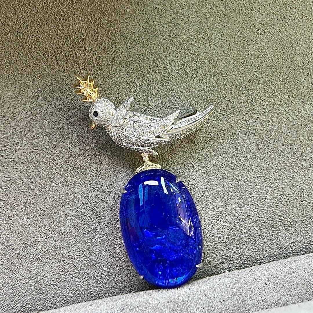 14k Gold 17.89 Ctw Natural Tanzanite & Diamond Brooch/pendant( Without Chain ) - 4