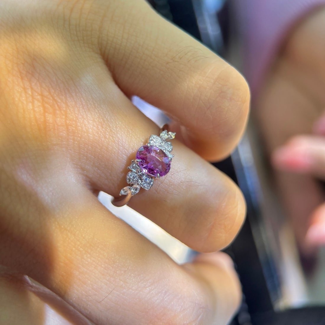 14k Gold 1.05 Ctw Natural Padparadscha Sapphire & Diamond Ring - 3