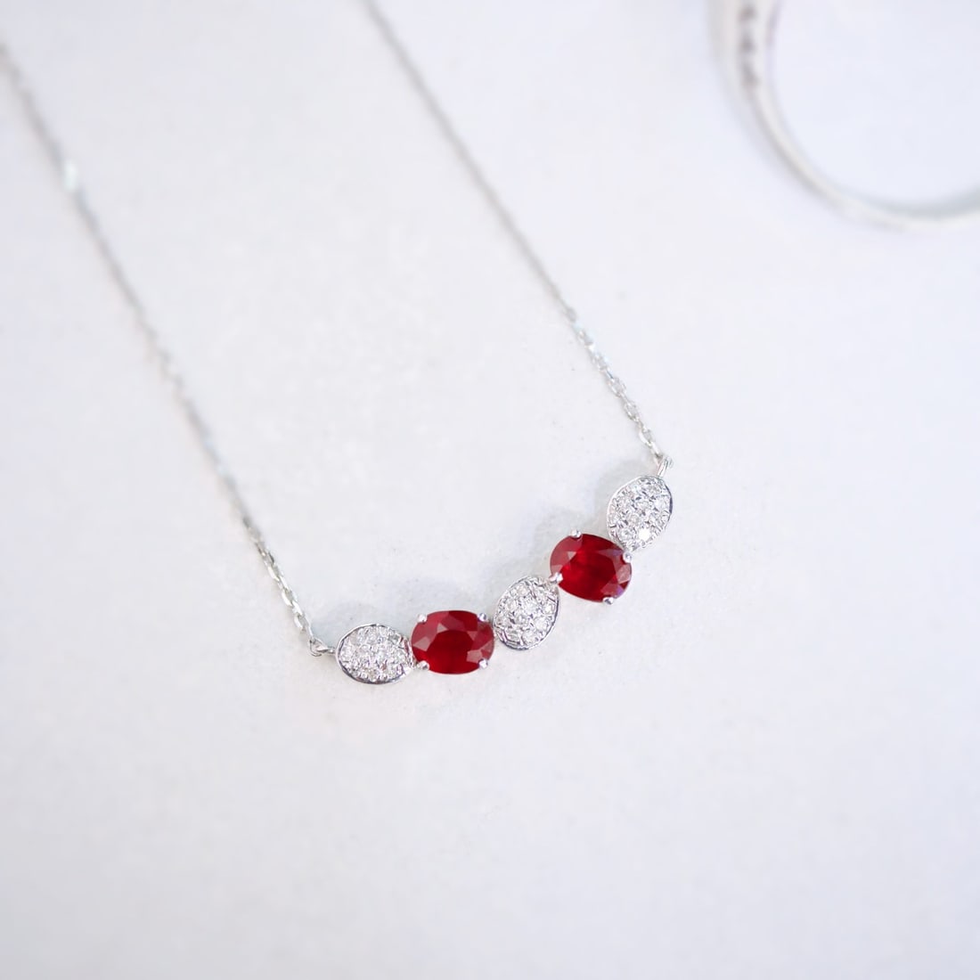 14k Gold 0.94 Ctw Natural Ruby & Diamond Necklace - 2
