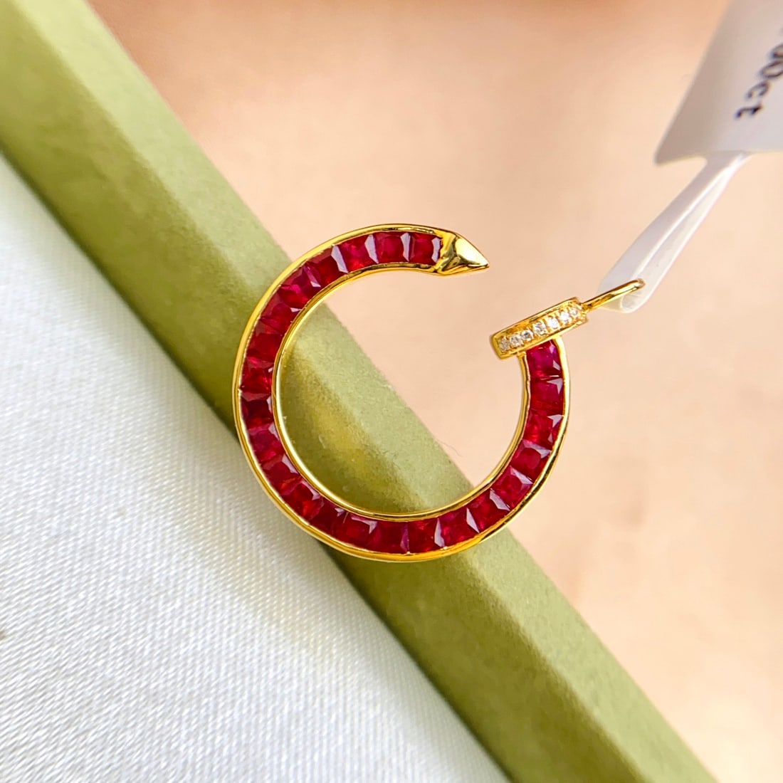 14k Gold 2.08 Ct Natural Ruby & Diamond Pendant( Without Chain ) - 2