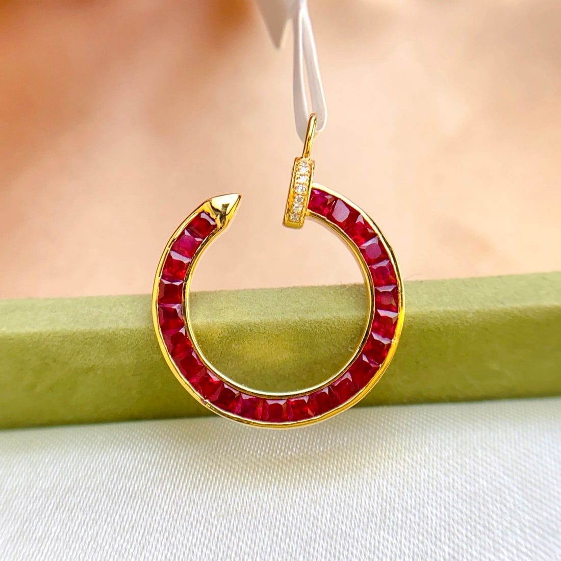 14k Gold 2.08 Ct Natural Ruby & Diamond Pendant( Without Chain ) - 3