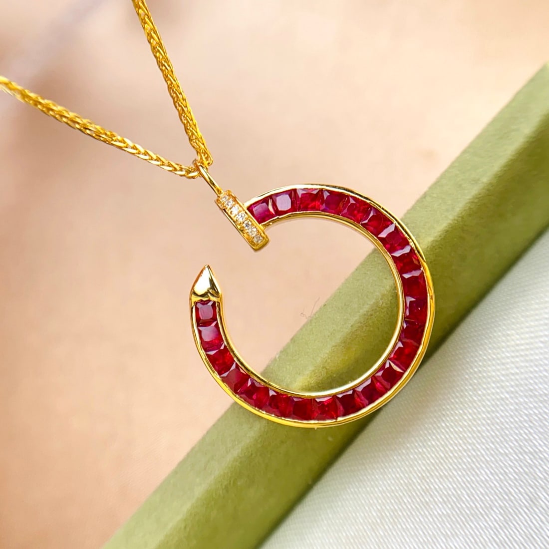14k Gold 2.08 Ct Natural Ruby & Diamond Pendant( Without Chain ) - 4