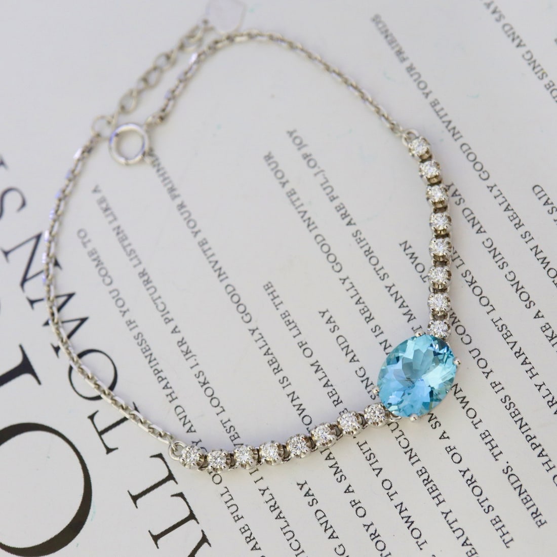 14k Gold 1.98 Ctw Natural Aquamarine & Diamond Bracelet - 7